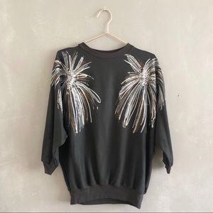 VTG embellished black dolman slv sweatshirt